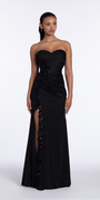 Strapless Sweetheart Spandex Applique Column Dress with Ruching Image 1