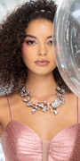 rose/size/4/missy/ Camille La Vie/Satin Plunge Trumpet Dress with Side Ruching and Heat Set Stones/lifestyle close up