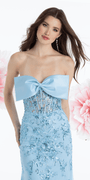 light-blue/size/4/missy/Camille La Vie/Mesh Embellished Bow Front Sheer Corset Column Dress /close up