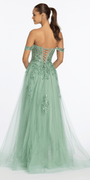 Sequin Embroidered Off the Shoulder Tulle Corset Ballgown - Camille La Vie