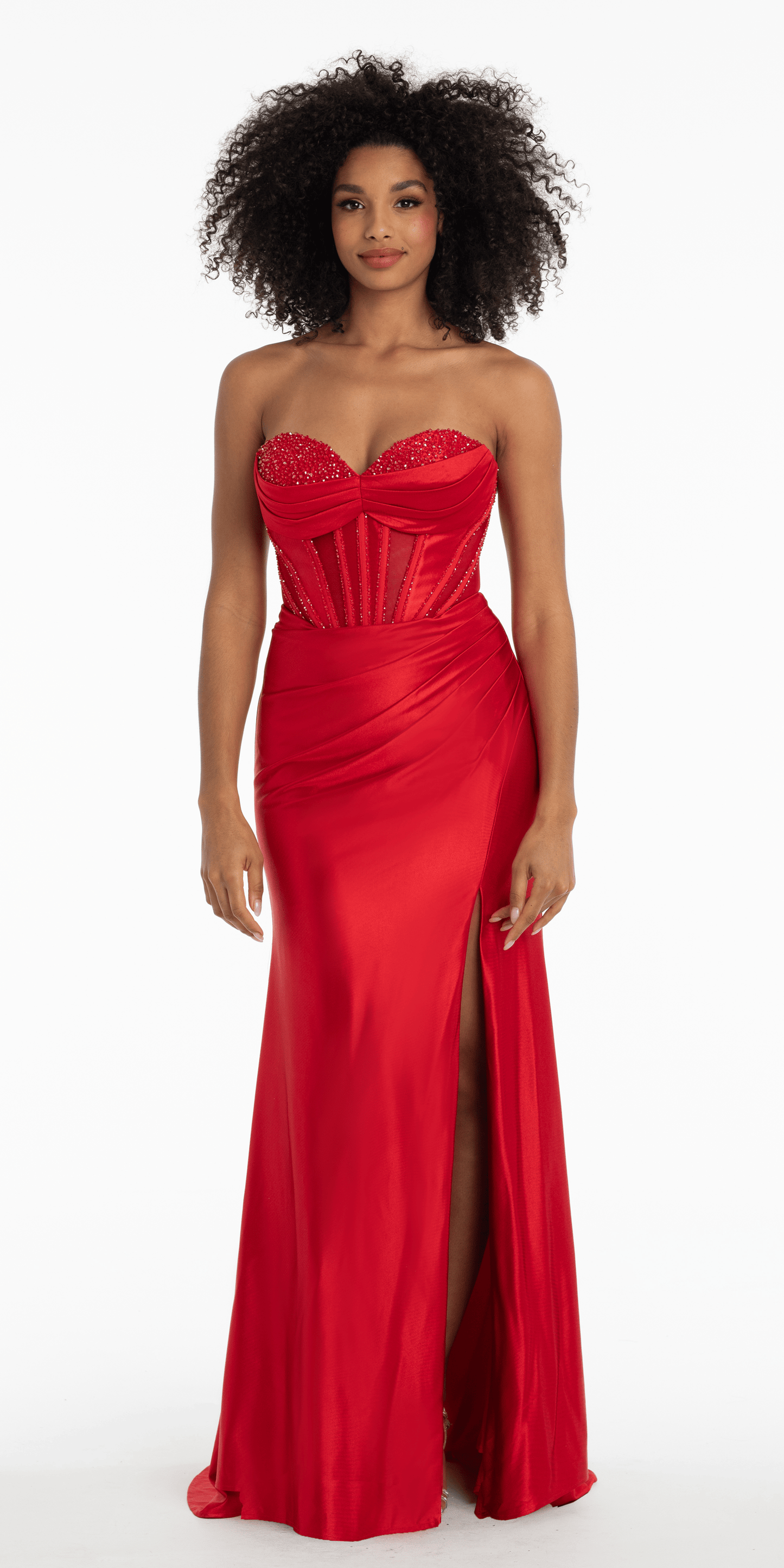 satin champagne bridesmaid dresses Rent House Of CB Persephone Corset Dress (Red) – Dress for a Night