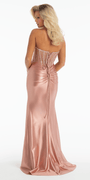 rose-gold/size/4/missy/Camille La Vie/Strapless Sateen Corset Column Dress with Exaggerated Side Slit/back