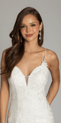 Sweetheart Plunge Tulle Mermaid Dress with Embroidered Border Hem. - Camille La Vie