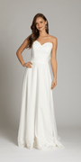 Strapless Chiffon Drape A Line Dress with Applique Hem - Camille La Vie