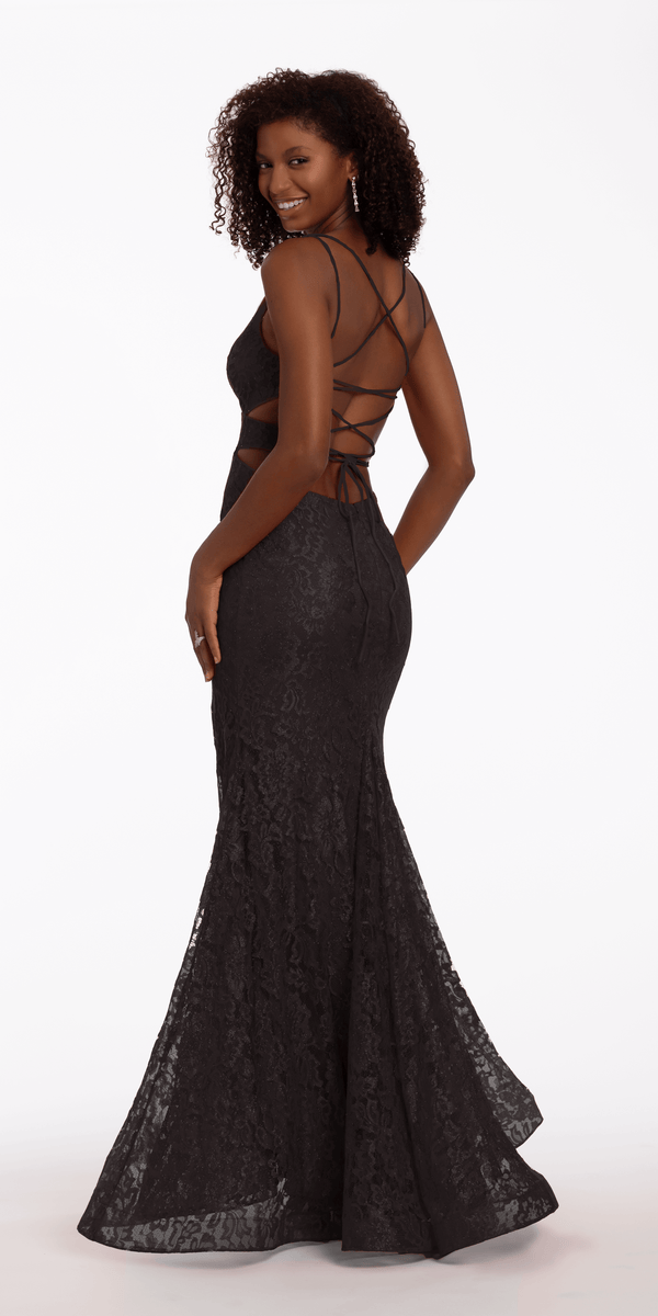 Black lace trumpet dress outlet