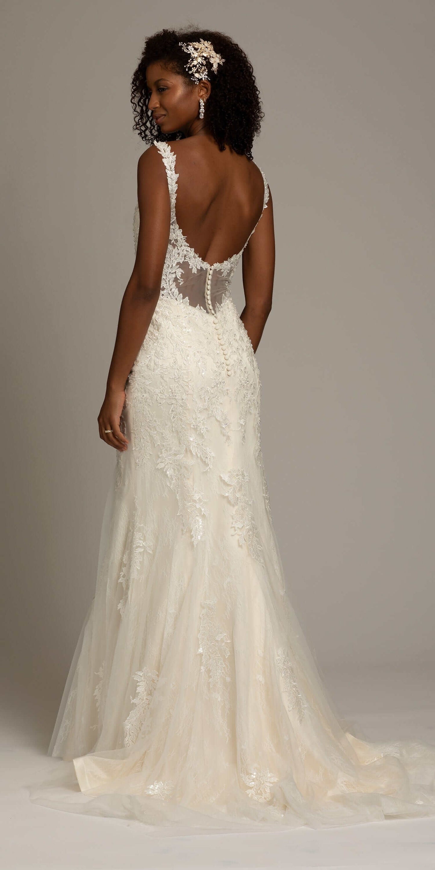 Illusion Scoop Back Embroidered Mermaid Dress - missy / 18 / ivory-nude Illusion Scoop Back Embroidered Mermaid Dress - missy / 18 / ivory-nude