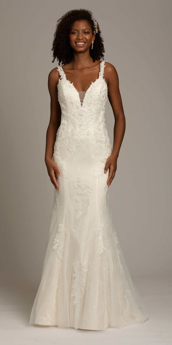 Illusion Scoop Back Embroidered Mermaid Dress Image 1