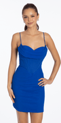 Camille La Vie Mesh Embellish Drape Neck Corset Bodycon Dress