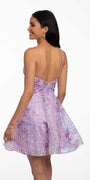 Embroidered Floral Sequin Mesh Fit and Flare Dress Image 2