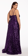 Plunging Sequin Mermaid Dress with Sweep Train Image 2