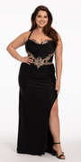 Glitter Knit Lace Up Back Dress with Side Slit Image 8