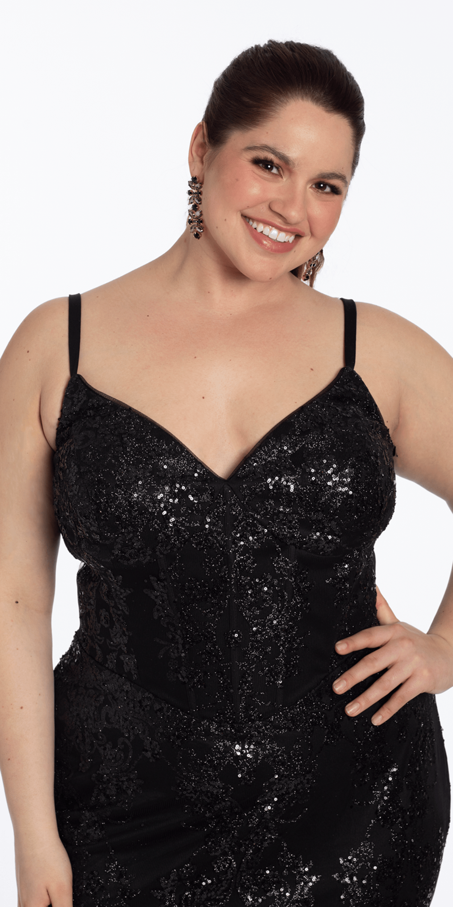 Camille La Vie Sweetheart Glitter Corset V Back Mermaid Dress