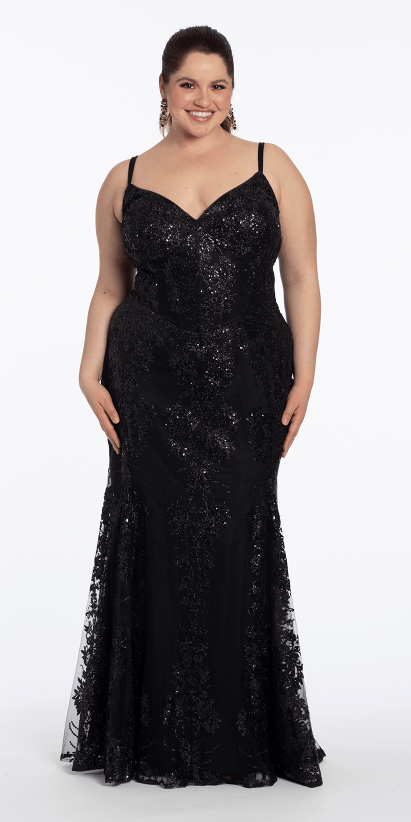 Sweetheart Glitter Corset V Back Mermaid Dress petite / 10 / Black Sweetheart Glitter Corset V Back Mermaid Dress petite / 10 / Black