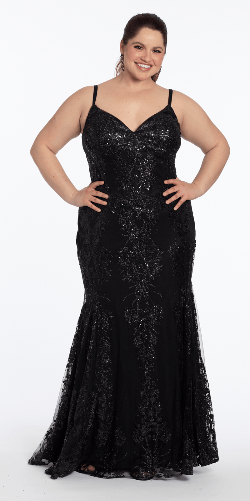 Sweetheart Glitter Corset V Back Mermaid Dress Image 6