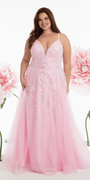 Sweetheart Plunging Mesh Corset Ballgown with Embellished Appliques Image 6