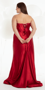 Sateen Pleated Strapless Trumpet Dress with Heat Stones Image 6