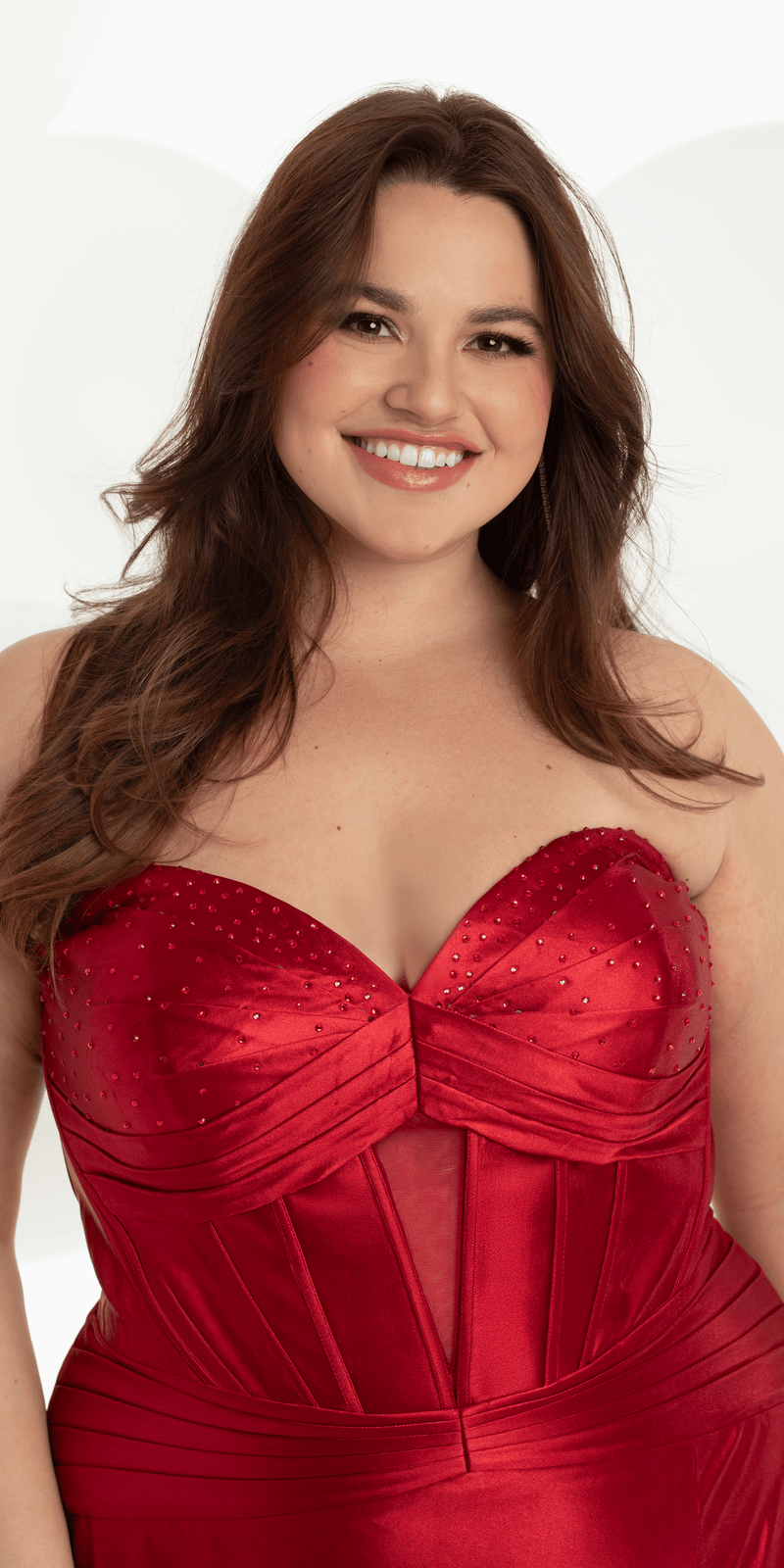 Sateen Pleated Strapless Trumpet Dress with Heat Stones Image 5