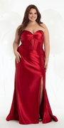 Sateen Pleated Strapless Trumpet Dress with Heat Stones Image 4