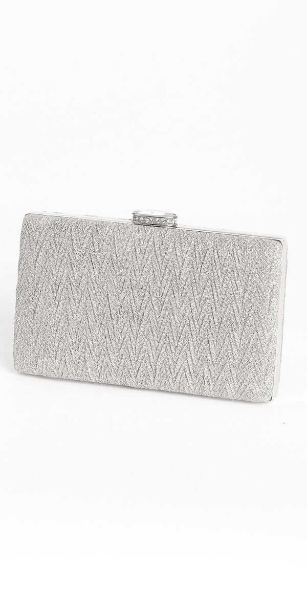 Glitter Pleated Texture Handbag with Rhinestone Top Closure Image 1