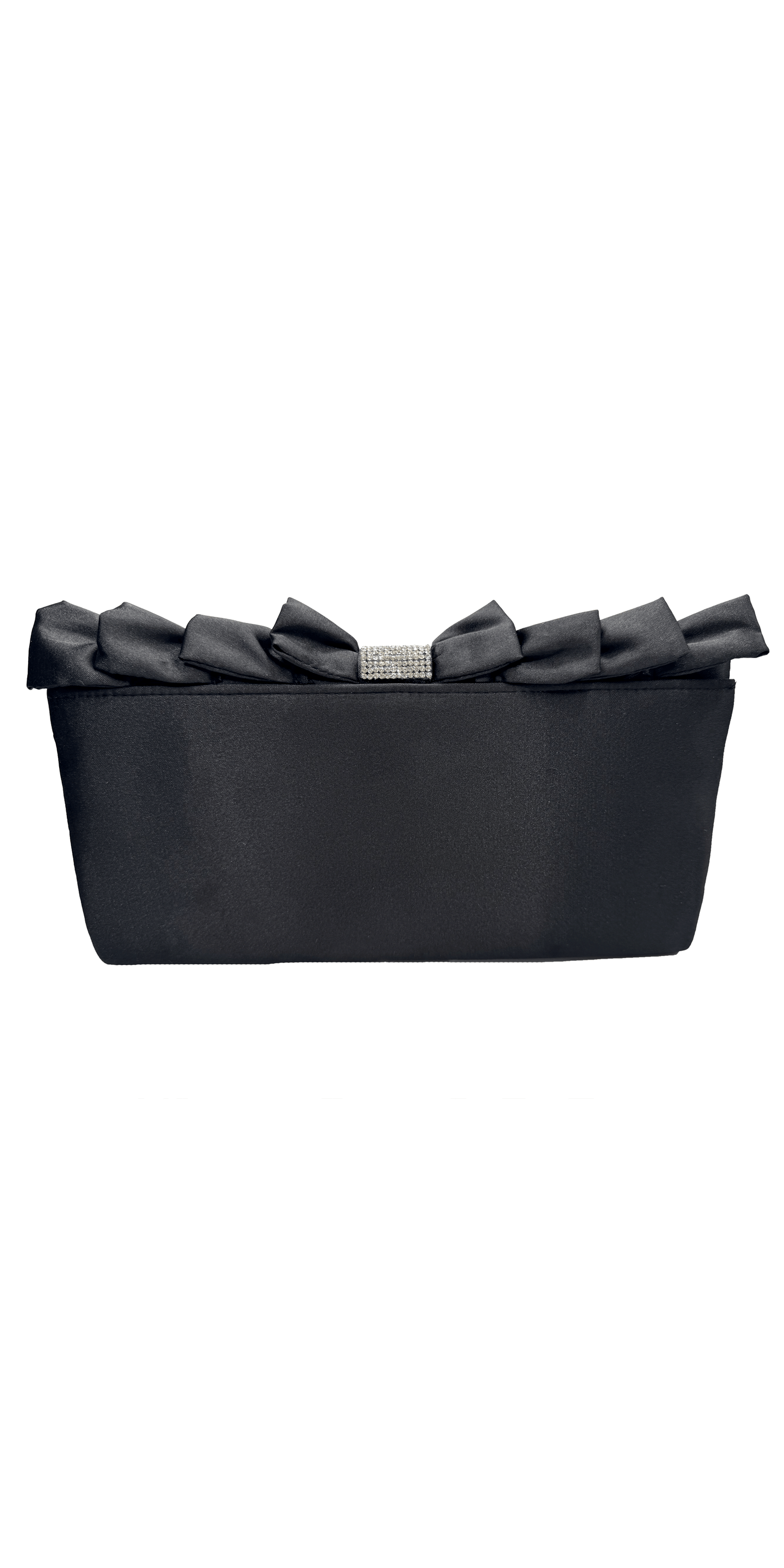 Camille La Vie Satin Ruffle Full Flap Handbag with Rhinestone Detail OS / black