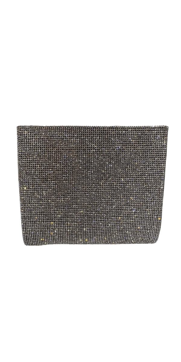 silver/no size/Camille La Vie/Snap Top Satin Rhinestone Handbag /front 1