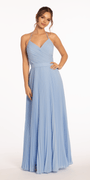 Pleated Chiffon Lace Up Back Dress Image 1