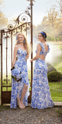 Floral Print Chiffon Column Dress with Ruffle Shoulders Image 3