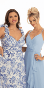 Floral Print Chiffon Column Dress with Ruffle Shoulders Image 5