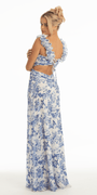 Floral Print Chiffon Column Dress with Ruffle Shoulders Image 9