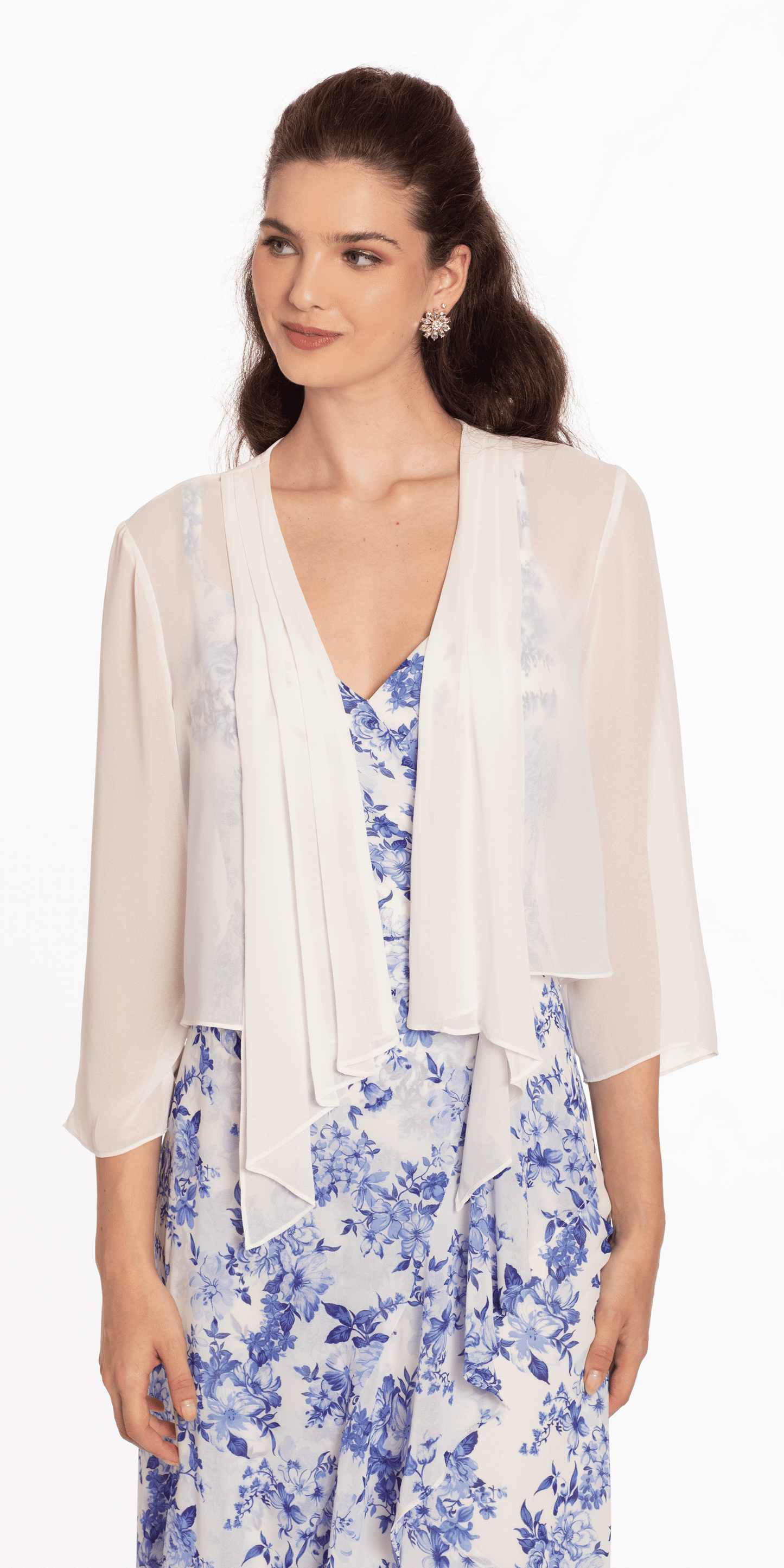 ivory /Size LXL/ missy/ Camille La Vie /Chiffon Drape Front Jacket with Sleeves/Front 1