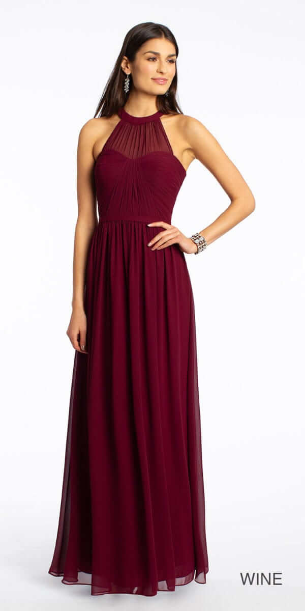 cranberry/size/missy/Camille La Vie/Illusion Halter Dress - Missy/Front