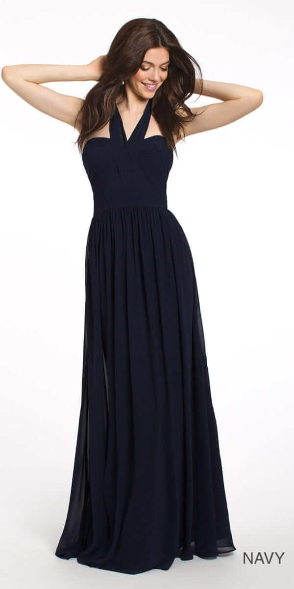navy/size/2/missy/Camille La Vie/Tie Neck Halter Dress/front