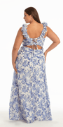 Floral Print Chiffon Column Dress with Ruffle Shoulders Image 7