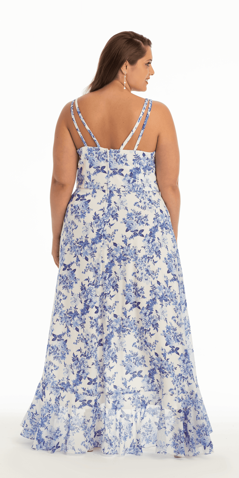 Ruffle High-Low Chiffon Floral Print Dress Image 9