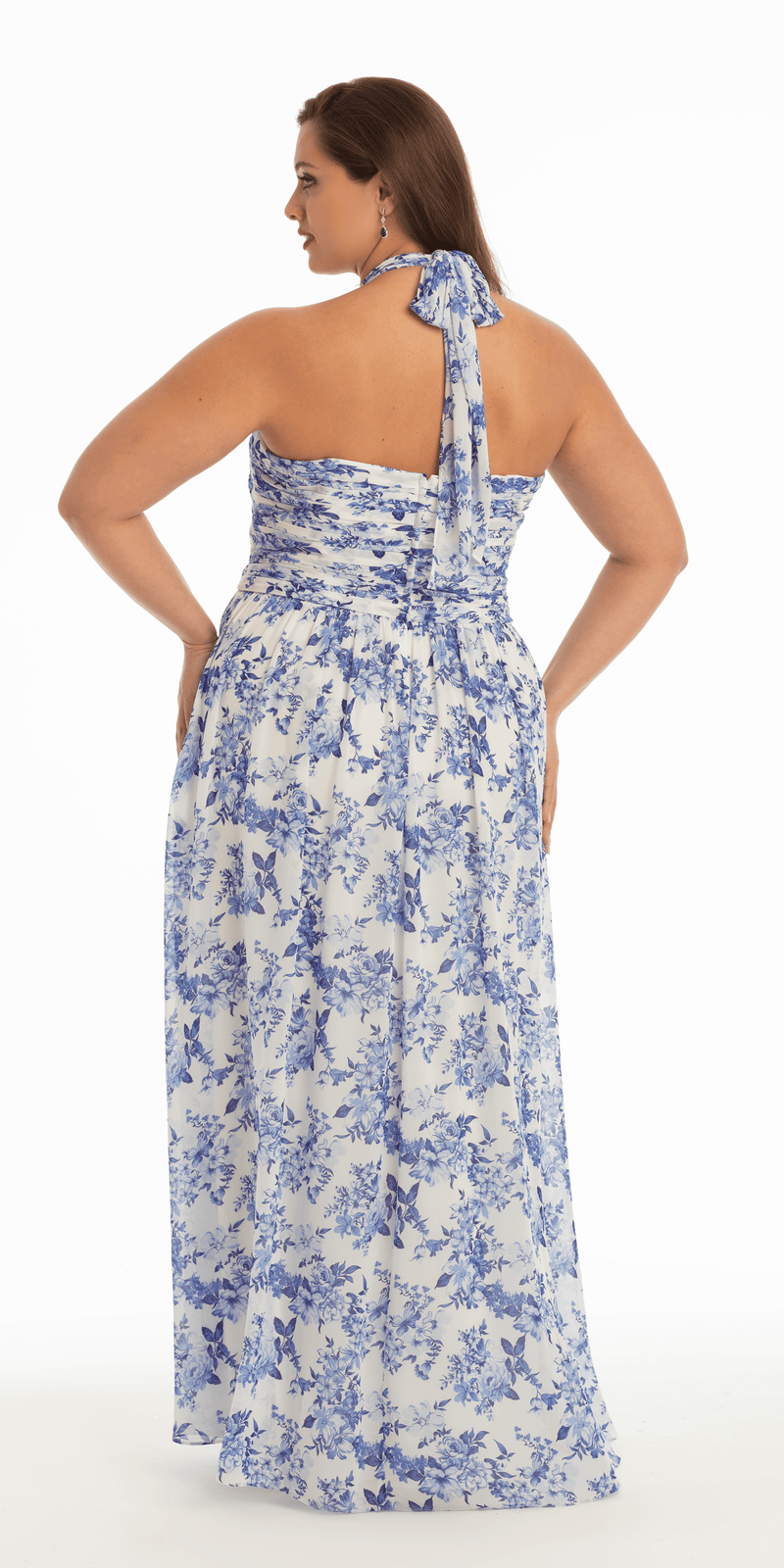 Floral Chiffon A Line Halter Dress Image 8