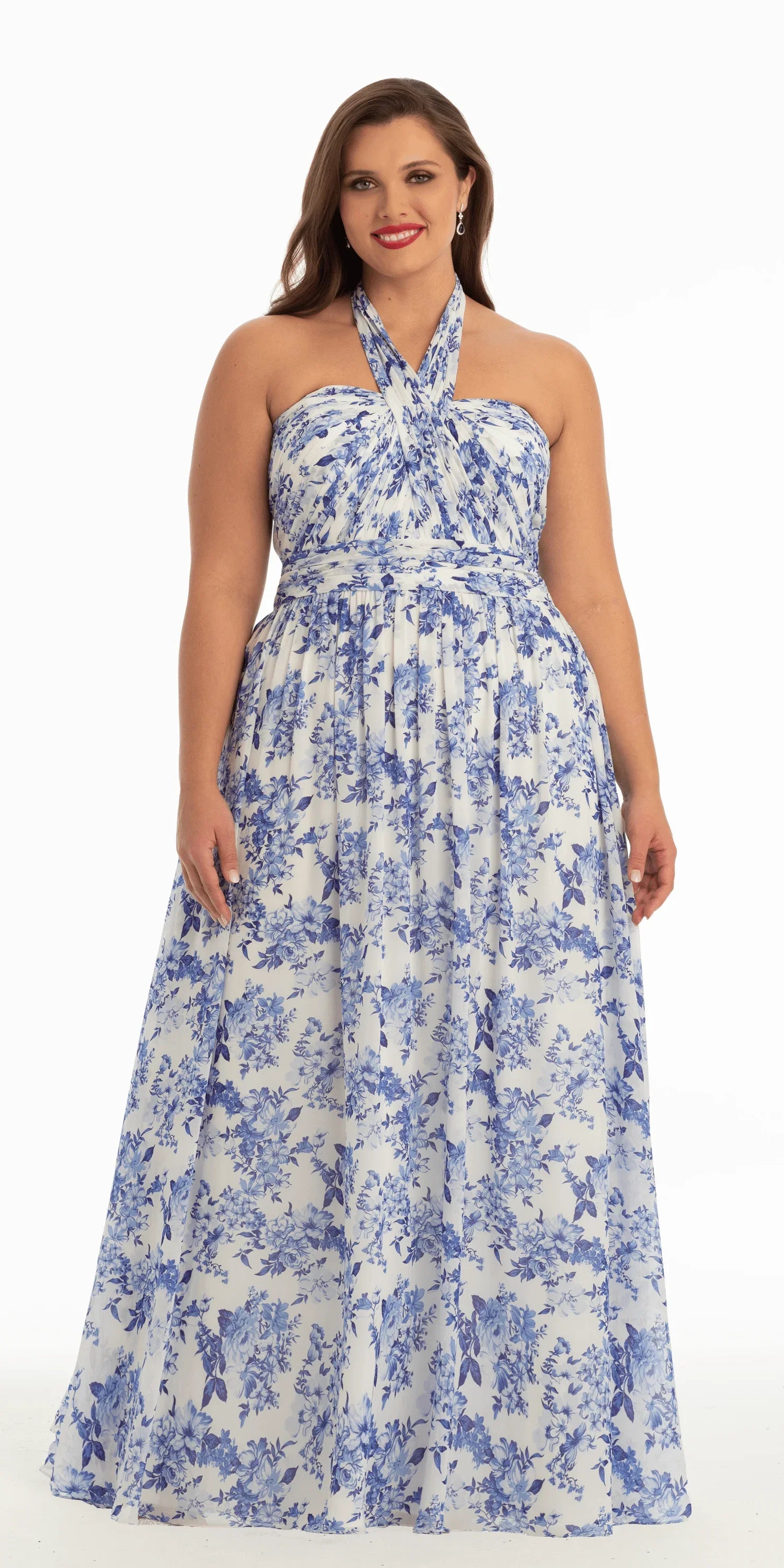 Floral Chiffon A Line Halter Dress – Camille La Vie