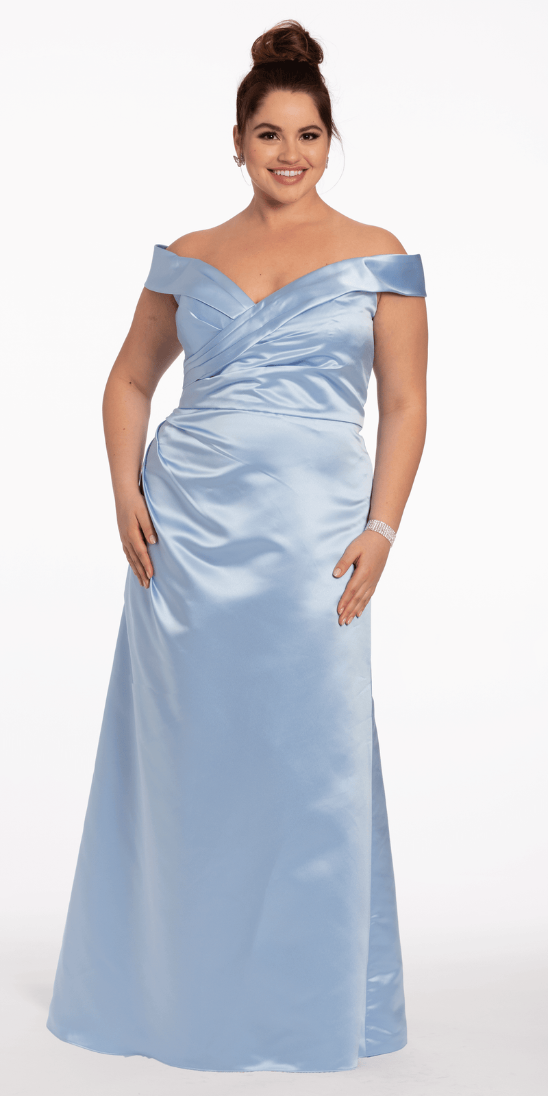 Satin Side Gather Off the Shoulder Dress Camille La Vie Satin Side Gather Off the Shoulder Dress Camille La Vie