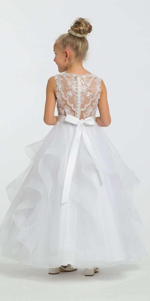 horse hair prom dress Lace Illusion Horse Hair Tulle Dress 8 / White