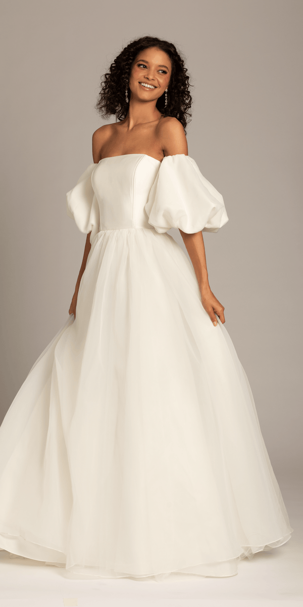 Organza Lace Up Back Ballgown with Detachable Sleeves missy / 0 / ivory Organza Lace Up Back Ballgown with Detachable Sleeves missy / 0 / ivory