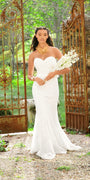 Strapless Sweetheart Lace Trumpet Dress with Cris Cross Bodice - Camille La Vie
