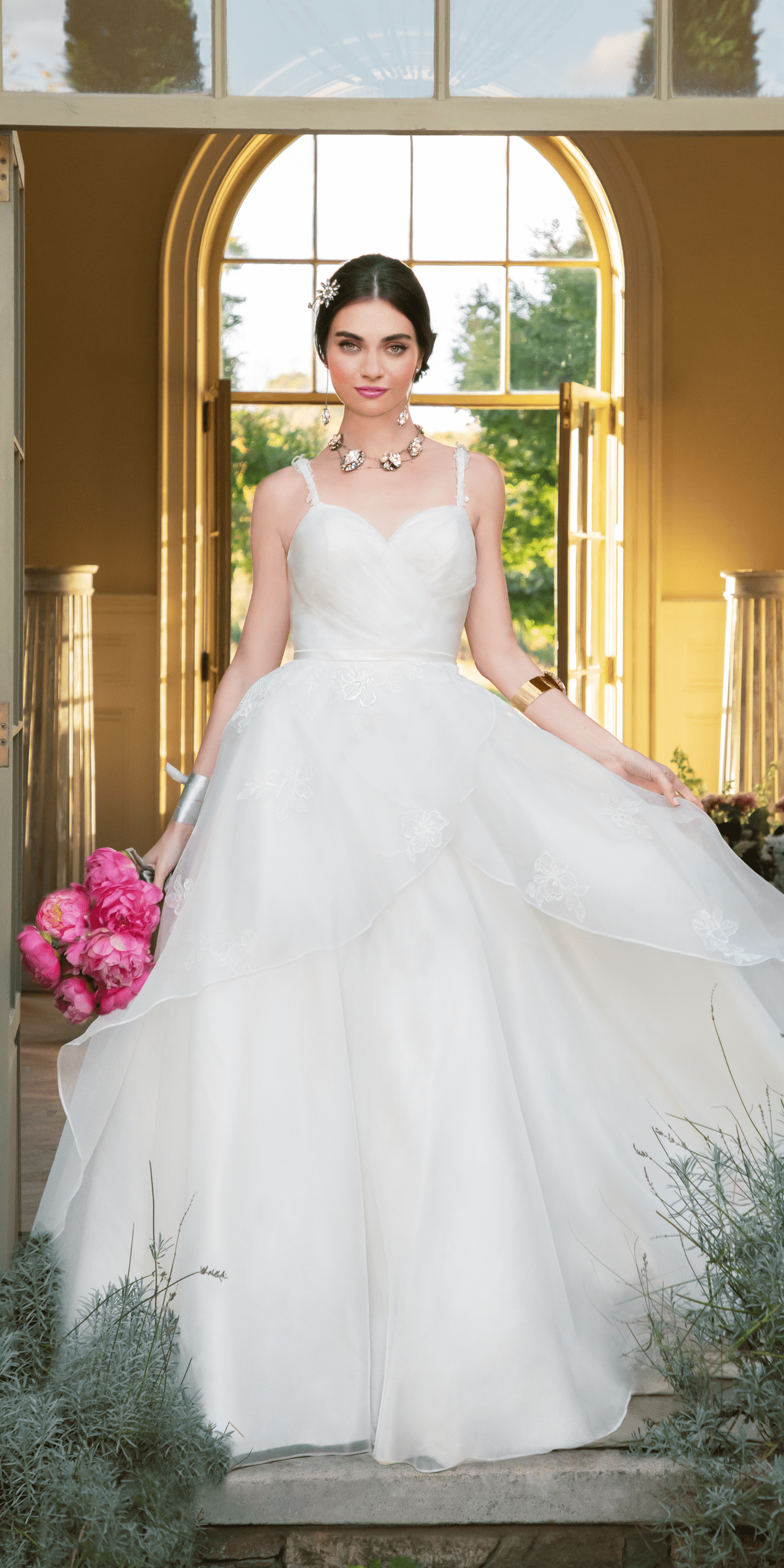 Camille La Vie Sweetheart Organza Wrap Ballgown with 3D Shoulder Straps