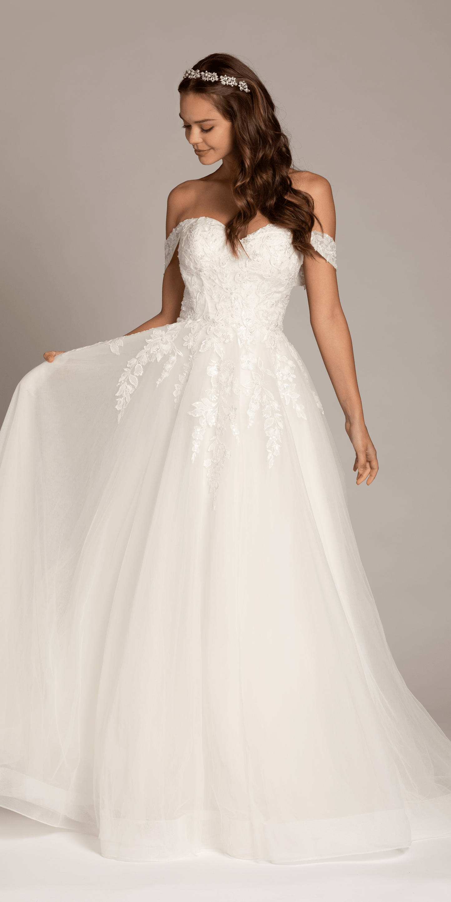 Ivory/ Missy/ Size 4/Camille La Vie/ Sweetheart Tulle Floral Lace Off the Shoulder Ballgown/front alt