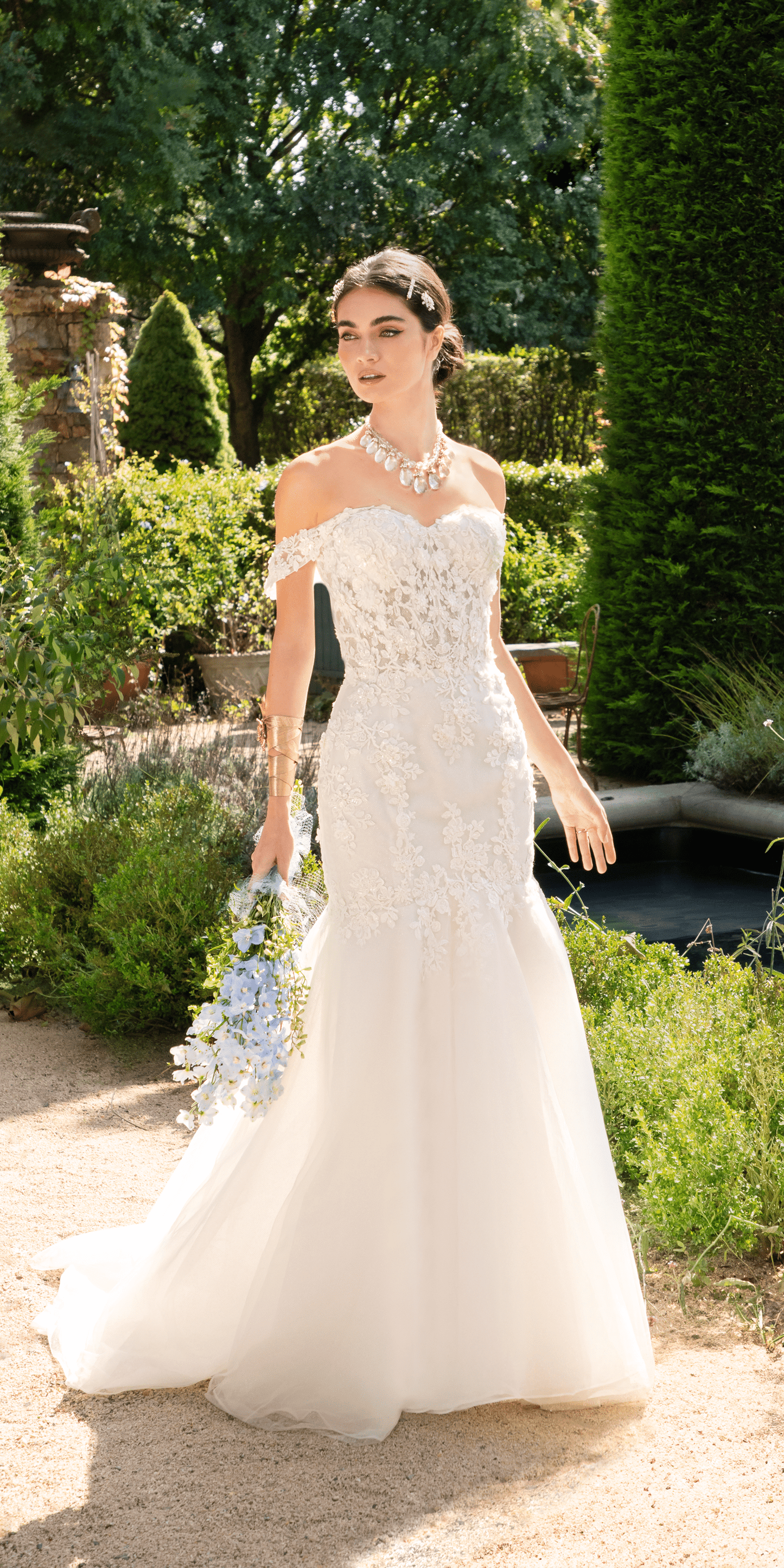 ivory /Size 4/ missy/ Camille La Vie/ Floral Applique Off the Shoulder Glitter Tulle Mermaid Dress/0138 Final