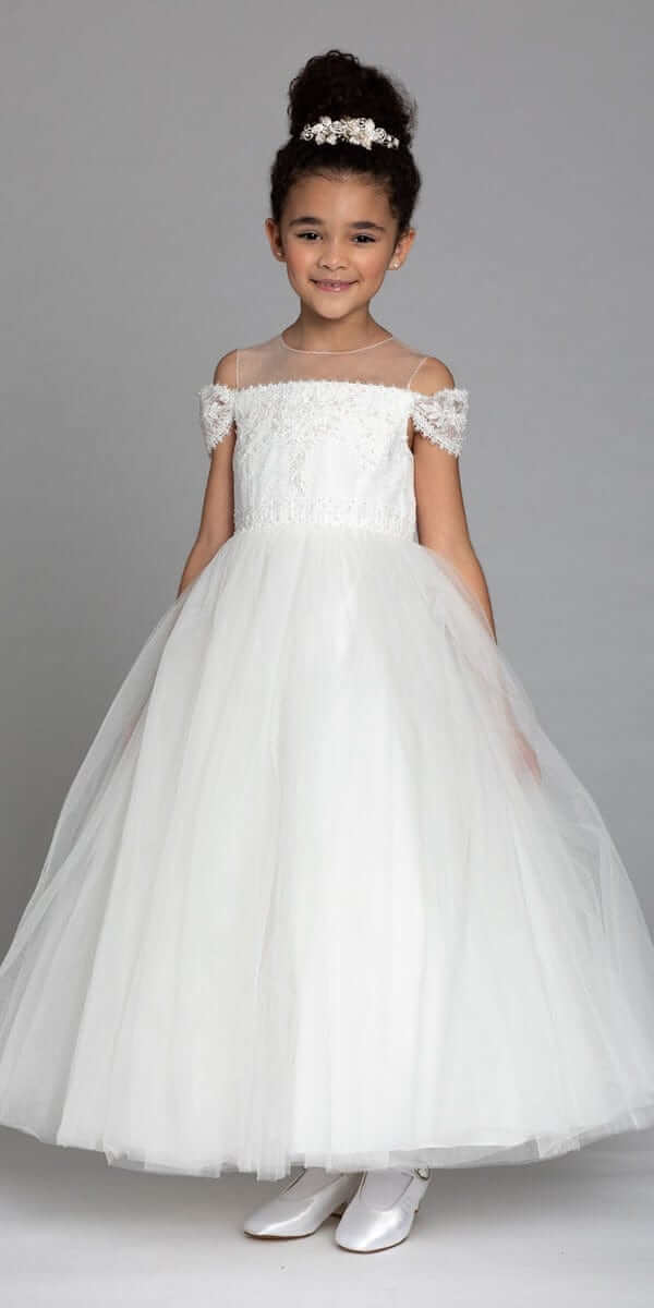 Illusion Off the Shoulder Lace Embroidered Dress Image 1