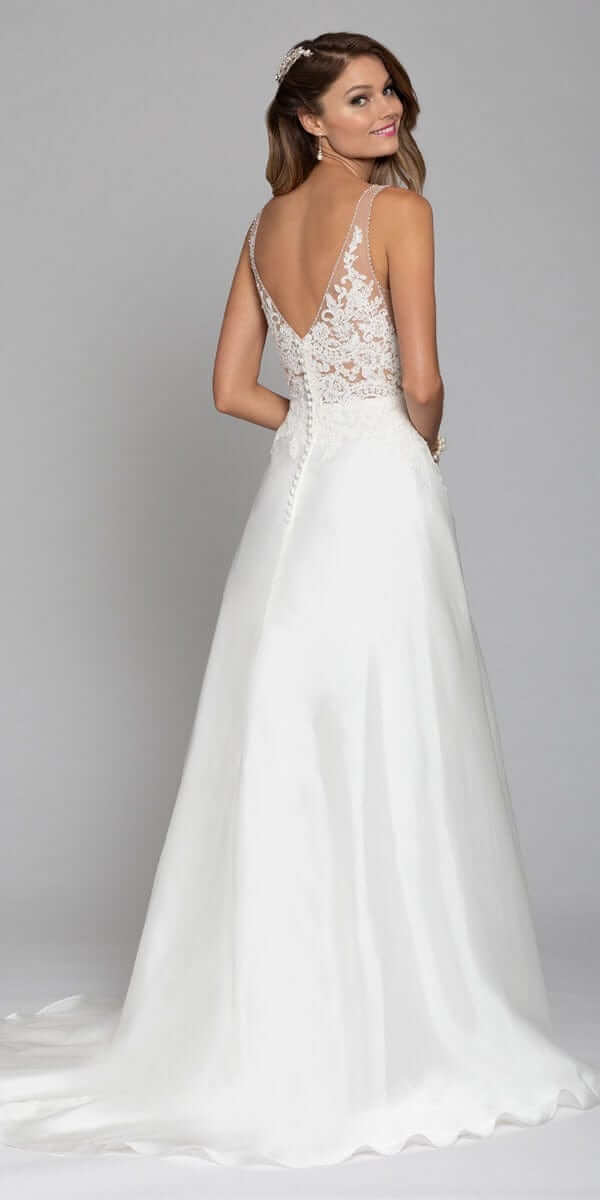 Floral Applique Organza A-Line Gown  Camille La Vie