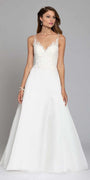 ivory/size/4/missy/Camille La Vie/Floral Applique Organza A-Line Gown /front 1