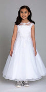 white/size/5/missy/Camille La Vie/Lace Cap Sleeve Triple Bow Trim Dress/front 1
