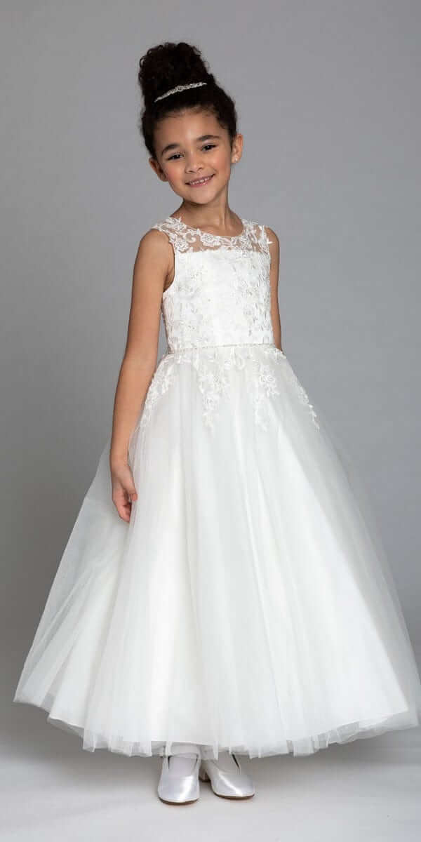 Floral Applique Keyhole Bow Back Dress Image 3