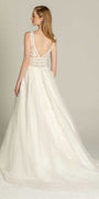 Glitter Embroidered Plunging Box Pleat Tulle Ballgown Image 3