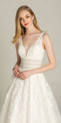 Glitter Embroidered Plunging Box Pleat Tulle Ballgown Image 2